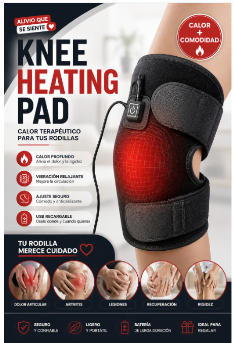 Rodillera Térmica USB — Calor y Compresión para Rodillas